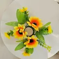 Decorative artificial sunflower candle ring wreath for tabletop centerpieces and photography - S