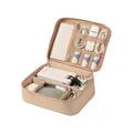 Sac organisateur d'accessoires électroniques portable en tissu Oxford beige pour voyage - Monocouche / Rose Pêche