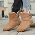 Warme kameelkleurige suède sneeuwlaarzen voor dames met antislip rubberen zolen - 35 / camel