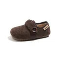 Ζεστά καφέ χνουδωτά παπούτσια Birkenstock για κορίτσια με κουμπί για το φθινόπωρο - Μέγεθος 21 (Εσωτερικό μήκος 13.5cm) / Καφέ