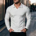 Klassisches weißes Langarm-Poloshirt für Herren aus weichem Thermostoff für den Winter - M / Oberteile / Weiß