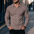Langärmeliges Polo-Oberteil für Herren in Taupe für Herbst und Winter Freizeitkleidung - M / Oberteile / Khaki