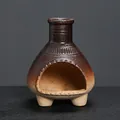 Vintage ceramic sage incense burner in mini fireplace design with gradient brown finish - Gradient Brown (JCSMJ34-02)