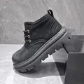 Bottines Martens vintage en cuir noir pour hommes avec semelle en caoutchouc épaisse - 38 / Noir