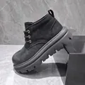 Bottes Martin vintage en cuir noir avec semelle épaisse et doublure en polaire chaude - 38 / Noir (Plus Doublure en Velours)