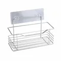 Wall-mounted stainless steel wire storage rack with adhesive patch for bathroom and kitchen - High Rectangular Style (80 Per Box)