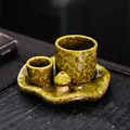 Handcrafted green speckled ceramic mushroom incense holder for palo santo and candles - Moss Green Speckled
