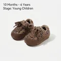 Cozy brown tweed toddler shoes with warm plush lining for ages 10 months to 6 years - Size 16 / Internal Length 12.5cm / Gray