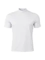 Détail de face d'un t-shirt blanc à manches courtes pour homme avec col montant stretch - S / Hauts / Blanc