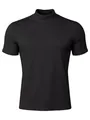 Détail d'un t-shirt noir à col montant et coupe ajustée pour homme - S / Hauts / Noir