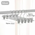 Durable silver aluminum alloy pants hangers with adjustable non-slip clips, pack of 5 - Elegant Silver