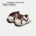 Zapatillas de invierno beige y marrón para niños pequeños con forro de felpa y suela - Talla 16 / Interior 12.5cm / Beige