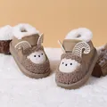 Adorable cartoon lamb baby snow boots with warm plush lining and soft non-slip soles - Size 17 (Inner Length 12cm) / Khaki