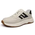 Baskets élégantes en cuir véritable beige pour hommes avec semelle épaisse antidérapante. - 38 / Blanc Cassé