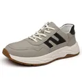 Baskets de sport pour hommes en cuir véritable gris et noir avec semelle épaisse - 38 / Gris clair