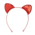 Cerchietto con orecchie da gatto in paillettes rosse per splendide feste e eventi - Rosso