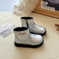 Bottes Martin argentées métallisées pour enfants avec fermeture éclair et semelle épaisse - Taille 23 (Intérieur 14cm) / Argent