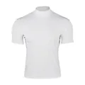 Men's white athletic compression short sleeve shirt with mock neck for fitness and gym - S / Tops / White