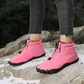 Pink fleece-lined high-top snow boots with elastic laces for winter outdoor wear - 36 / Pink