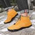 Yellow winter high-top snow boots with thick thermal lining and durable anti-slip rubber sole - 36 / Yellow