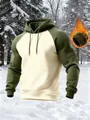Sudadera con capucha de forro polar para hombre en verde oliva con forro grueso para invierno - S / Tops / Verde