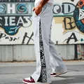 Men's grey heavyweight hip-hop sweatpants with paisley button-down side detail - S / Bottoms / Light Gray