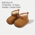Warm brown toddler snow boots with plush fleece lining and convenient side zipper - Size 16 / 12.0cm Internal / Camel