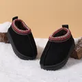 Warme schwarze Kinder-Schneestiefel mit Plüschfutter und rutschfester weicher Sohle - EU 19 Innenlänge 12.5cm / Schwarz (Fleece-Gefüttert)