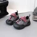 Chaussures de randonnée pour enfants grises et marron avec semelle souple et velcro - Pointure 23 (Longueur intérieure 14,5 cm) / Gris