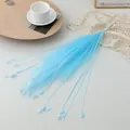 Blue artificial pampas grass flower branch for home decor wedding party floral arrangement craft - Bearded Peacock Grass - Blue