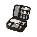 Sacoche de voyage portable en tissu Oxford noir pour accessoires et câbles USB - Monocouche / Noir Rhum