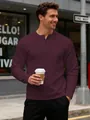 Men's heavyweight burgundy waffle texture long sleeve Henley shirt in a relaxed fit - S / Tops / Burgundy