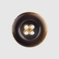 Professional dark brown faux-horn resin button featuring a classic four-hole design - 15.0mm / Dark Brown