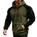 Herren-Fleece-Hoodie mit Raglanärmeln und Color-Blocking-Design für den Winter - M / Oberteile / Grün und Schwarz