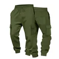 Vista detallada de pantalones cargo verde oliva con textura de gofre y cordón - Verde Militar
