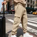 Zwaargewicht cargobroek voor heren met wafeltextuur kaki losse pasvorm casual stijl - S / Bottoms / Khaki