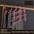 Perchas de plástico rosa de varias capas para pantalones con clips ajustables para adultos - 5 Piezas / Rosa