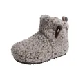 Warm sherpa fleece winter snow boots for toddler girls with toggle button in beige - Size 21 (Inner Length 13.7cm) / Snow Wash Blue