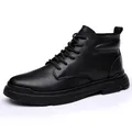 Bottines Martin classiques en cuir véritable noir pour hommes de style britannique - 38 / Noir (9911)