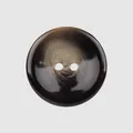 Premium round resin two-hole button featuring a dark brown marbled horn texture - 15.0mm / Brown Marble