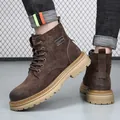 Bottines Martin en daim marron pour homme style britannique avec semelles épaisses - 38 / Style Doublure Simple (7676) / Café