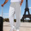 Pantaloni sportivi casual da uomo bicolore grigio e bianco con gamba dritta stile. - Taglia S / Pantaloni e gonne / Grigio chiaro