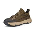 Baskets décontractées en cuir pour hommes avec semelle épaisse coloris vert olive - 38 / Modèle à Doublure Simple / Khaki