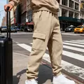 Pantaloni cargo da uomo pesanti color kaki con trama jacquard a nido d'ape per outdoor - Taglia S / Pantaloni e gonne / Kaki