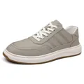 Zapatillas elegantes de cuero auténtico gris para hombre con diseño transpirable informal. - 38 / Gris Caqui