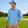 Lichtblauw golfpoloshirt met lange mouwen gedragen op een groene golfbaan - Lichtblauw / S