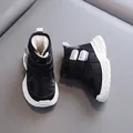 Cozy toddler winter snow boots featuring black waterproof exterior and warm plush lining - Size 22/Inner Length 14cm / Black