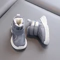Warm plush-lined grey snow boots for toddlers, waterproof with non-slip sole - Size 22/Inner Length 14cm / Gray