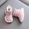 Pink winter snow boots for toddlers with warm plush lining and non-slip soft rubber soles - Size 22/Inner Length 14cm / Pink