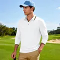 Sneldrogende heren polo met lange mouwen voor golf in een buitenomgeving - S / Tops / Wit